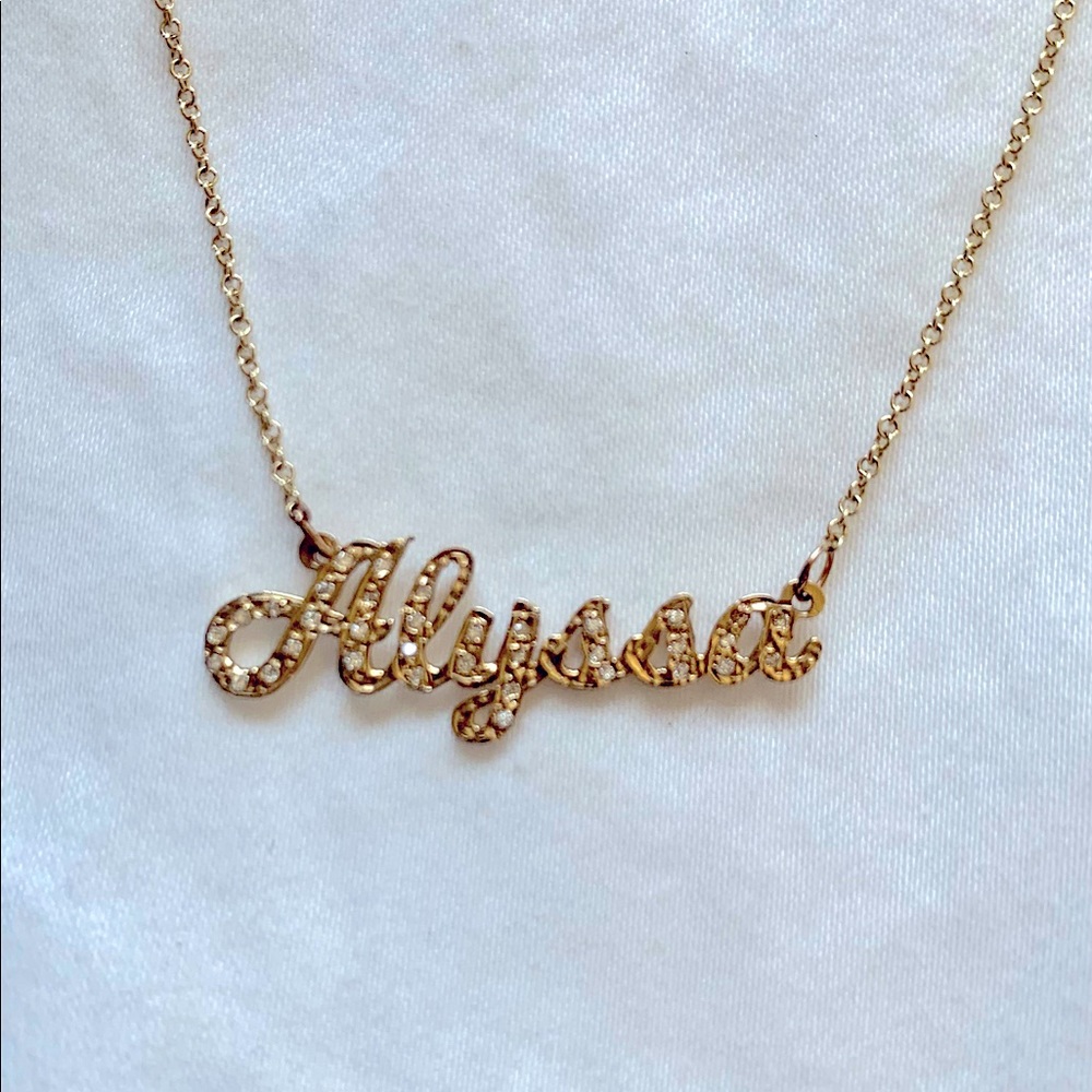14kt Gold and Diamond Nameplate Necklace